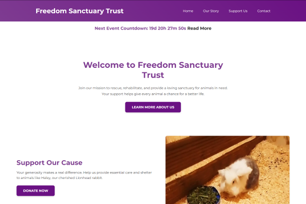 Screenshot of Freedom Sanctuary Trust website homepage